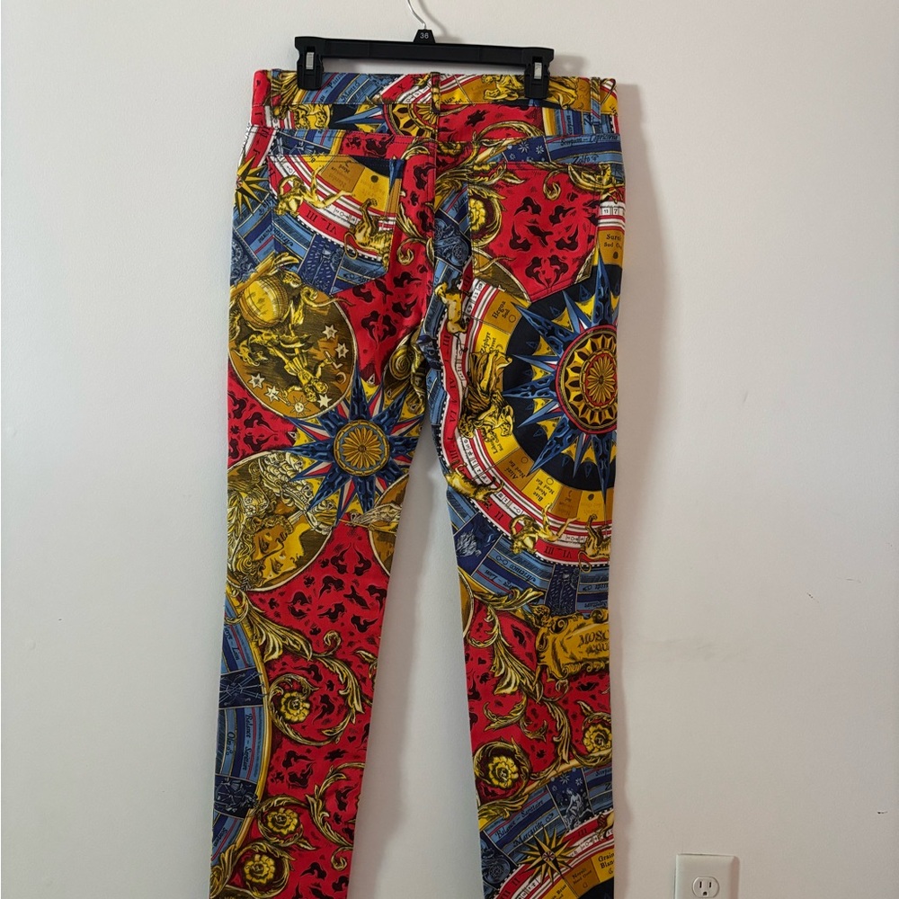 Moschino Red, Yellow, and Blue Graphic Pants